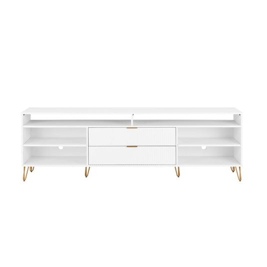 Manhattan Comfort - DUMBO 85W TV Stand with 2 Full Extension Drawers in White - TV002-WH veiw 1