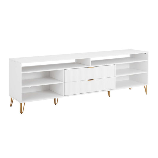 Manhattan Comfort - DUMBO 85W TV Stand with 2 Full Extension Drawers in White - TV002-WH veiw 2