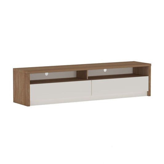 Manhattan Comfort - Duncan 70 TV Stand with 2 Full Extension Drawers in Maple and Off White - TV008-OW veiw 2