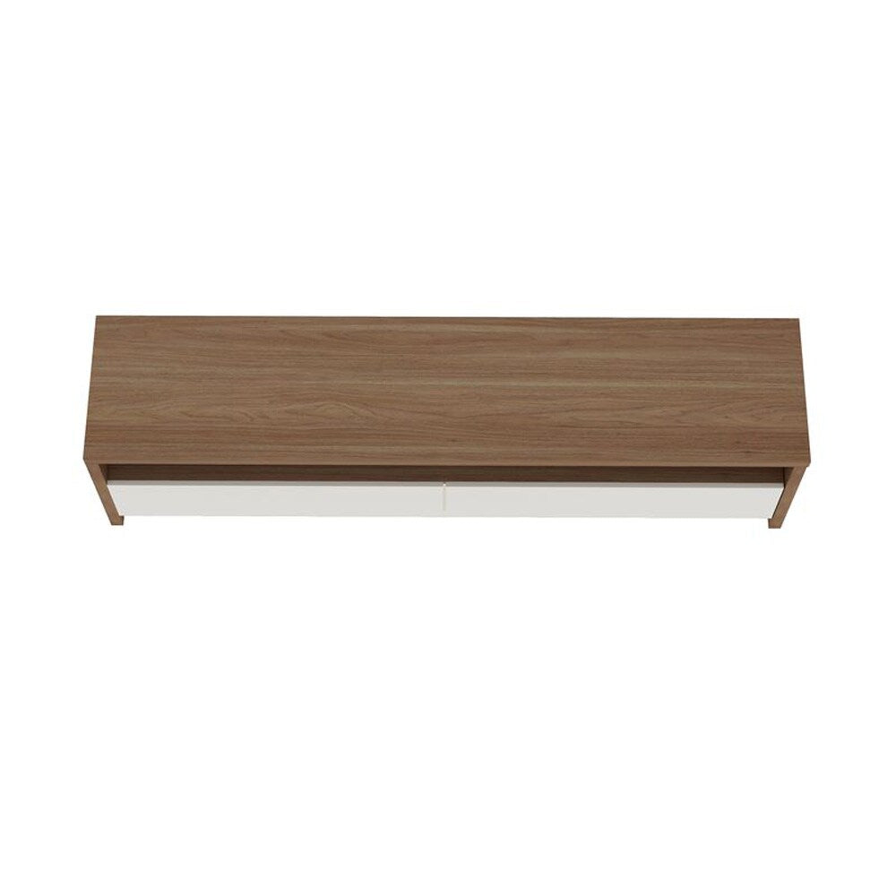 Manhattan Comfort - Duncan 70 TV Stand with 2 Full Extension Drawers in Maple and Off White - TV008-OW veiw 4