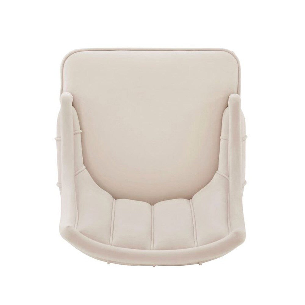 Manhattan Comfort - Eda Velvet Dining Chair with Elm Wood & Metal Legs in Cream - Set of 2 - 2-DC073-CR veiw 3