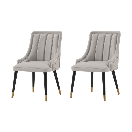 Manhattan Comfort - Eda Leatherette & Velvet Dining Chair with Elm Wood & Metal Legs in Grey - Set of 2 - 2-DC073-GY veiw 1
