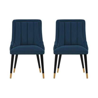 Manhattan Comfort - Eda Velvet Dining Chair with Elm Wood & Metal Legs in Midnight Blue - Set of 2 - 2-DC073-BL veiw 1