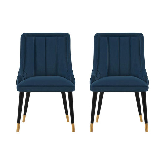 Manhattan Comfort - Eda Velvet Dining Chair with Elm Wood & Metal Legs in Midnight Blue - Set of 2 - 2-DC073-BL veiw 1