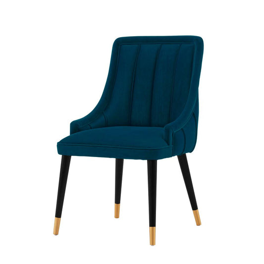 Manhattan Comfort - Eda Velvet Dining Chair with Elm Wood & Metal Legs in Midnight Blue - Set of 2 - 2-DC073-BL veiw 2