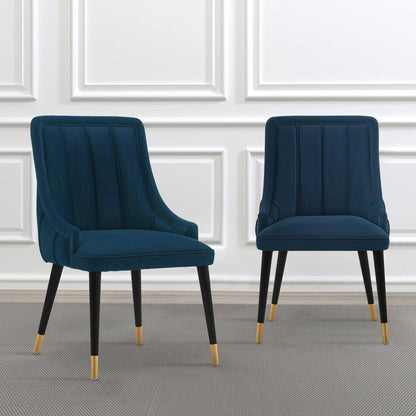 Manhattan Comfort - Eda Velvet Dining Chair with Elm Wood & Metal Legs in Midnight Blue - Set of 2 - 2-DC073-BL veiw 7