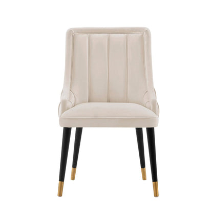 Manhattan Comfort - Eda Velvet Dining Chair with Elm Wood & Metal Legs in Cream - DC073-CR veiw 1