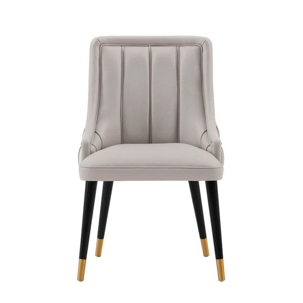 Manhattan Comfort - Eda Leatherette & Velvet Dining Chair with Elm Wood & Metal Legs in Grey - DC073-GY veiw 1