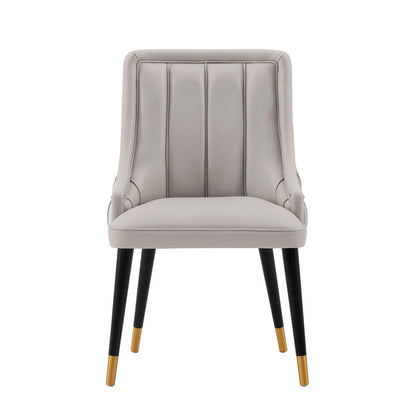 Manhattan Comfort - Eda Leatherette & Velvet Dining Chair with Elm Wood & Metal Legs in Grey - DC073-GY veiw 1