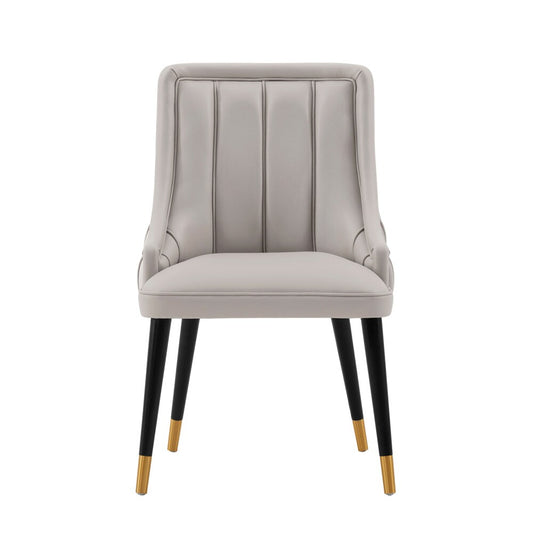 Manhattan Comfort - Eda Leatherette & Velvet Dining Chair with Elm Wood & Metal Legs in Grey - DC073-GY veiw 1