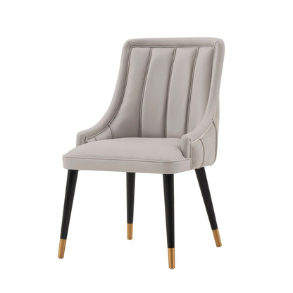Manhattan Comfort - Eda Leatherette & Velvet Dining Chair with Elm Wood & Metal Legs in Grey - DC073-GY veiw 2