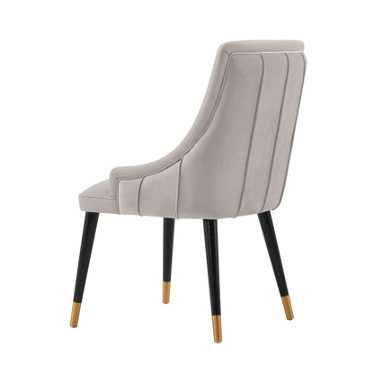 Manhattan Comfort - Eda Leatherette & Velvet Dining Chair with Elm Wood & Metal Legs in Grey - DC073-GY veiw 3