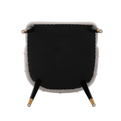 Manhattan Comfort - Eda Leatherette & Velvet Dining Chair with Elm Wood & Metal Legs in Grey - DC073-GY veiw 5