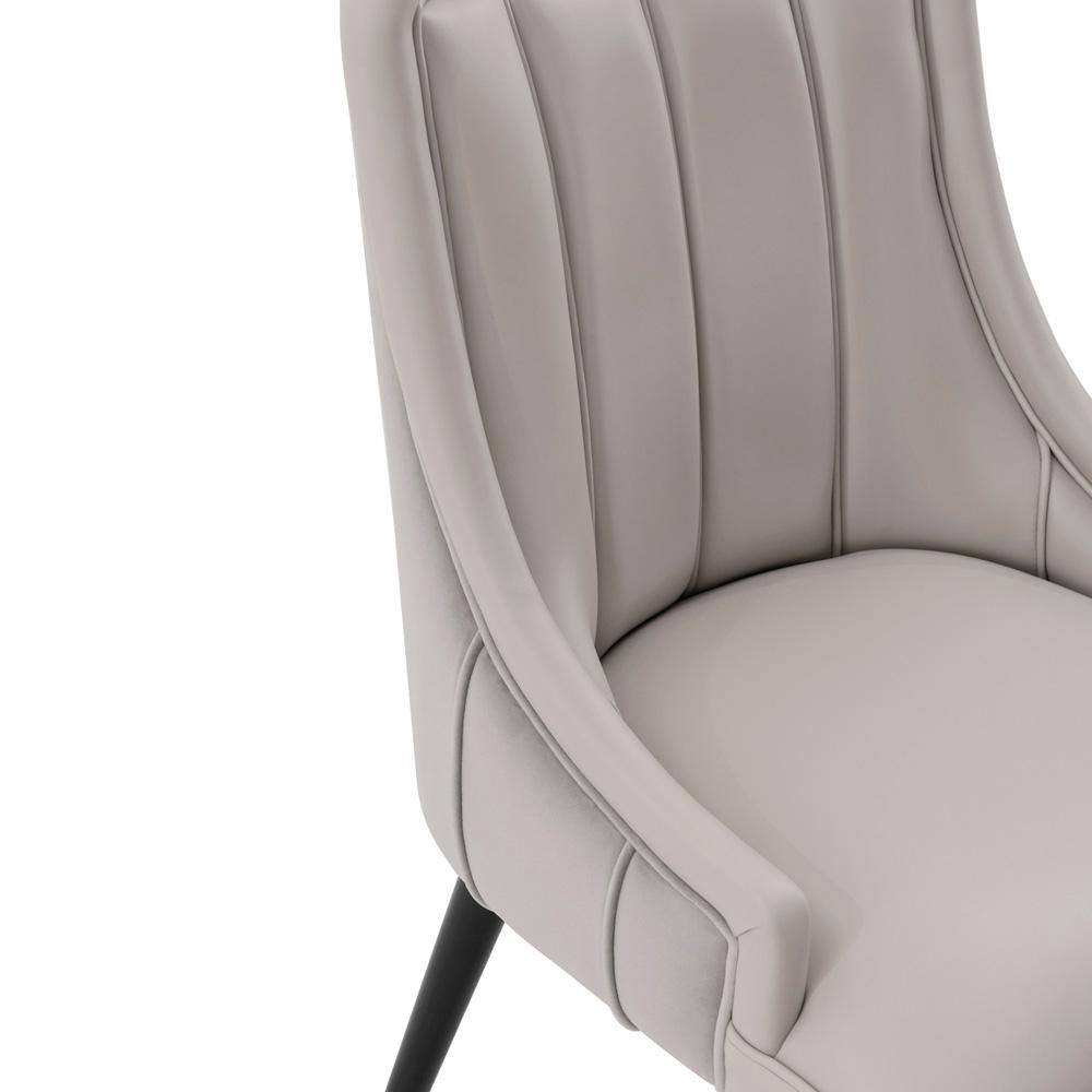 Manhattan Comfort - Eda Leatherette & Velvet Dining Chair with Elm Wood & Metal Legs in Grey - DC073-GY veiw 6