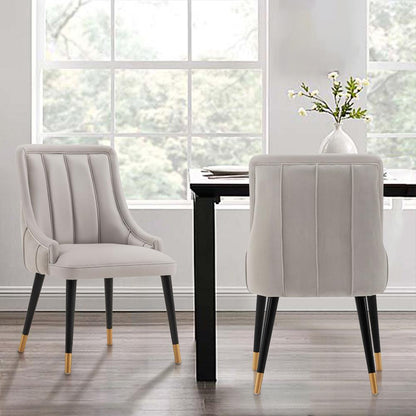 Manhattan Comfort - Eda Leatherette & Velvet Dining Chair with Elm Wood & Metal Legs in Grey - DC073-GY veiw 7
