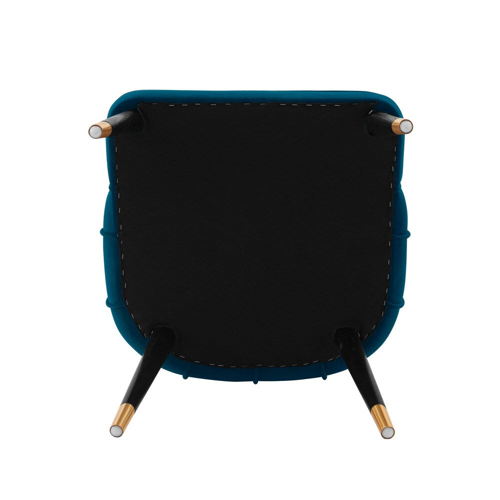 Manhattan Comfort - Eda Velvet Dining Chair with Elm Wood & Metal Legs in Midnight Blue - DC073-BL veiw 5