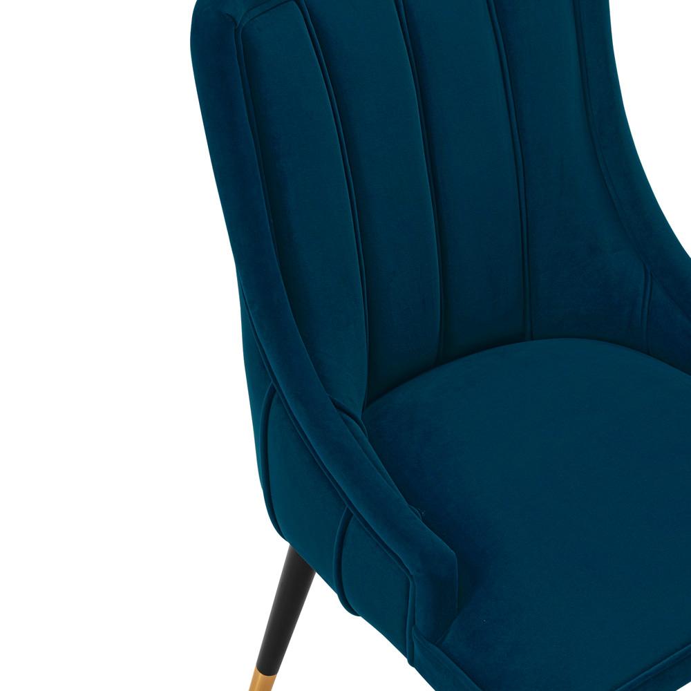 Manhattan Comfort - Eda Velvet Dining Chair with Elm Wood & Metal Legs in Midnight Blue - DC073-BL veiw 6