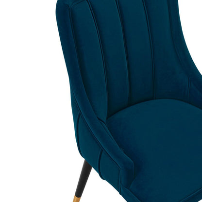 Manhattan Comfort - Eda Velvet Dining Chair with Elm Wood & Metal Legs in Midnight Blue - DC073-BL veiw 6
