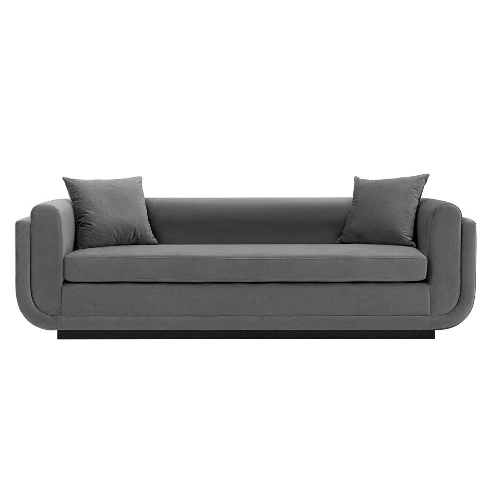 Manhattan Comfort - Edmonda Velvet Sofa with Metal Legs in Dark Grey - SF014-DG veiw 1