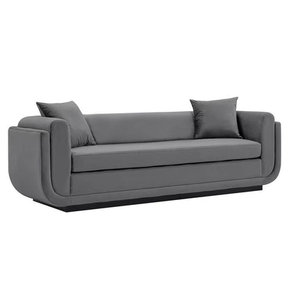 Manhattan Comfort - Edmonda Velvet Sofa with Metal Legs in Dark Grey - SF014-DG veiw 2