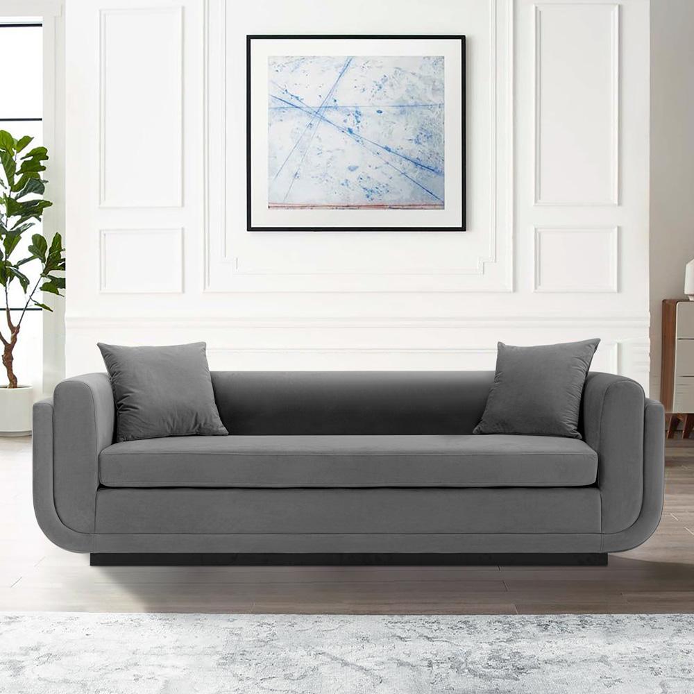Manhattan Comfort - Edmonda Velvet Sofa with Metal Legs in Dark Grey - SF014-DG veiw 7