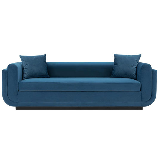 Manhattan Comfort - Edmonda Velvet Sofa with Metal Legs in Sapphire Blue - SF014-SB veiw 1