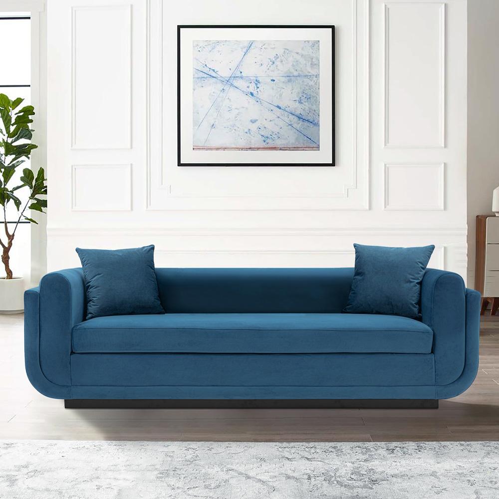 Manhattan Comfort - Edmonda Velvet Sofa with Metal Legs in Sapphire Blue - SF014-SB veiw 6