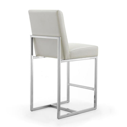 Manhattan Comfort - Element Faux Leather Counter Stool with Stainless Steel Legs in Pearl White and Polished Chrome - Set of 2 - 2-CS003-PW veiw 4