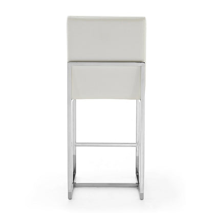 Manhattan Comfort - Element Faux Leather Counter Stool with Stainless Steel Legs in Pearl White and Polished Chrome - Set of 2 - 2-CS003-PW veiw 6
