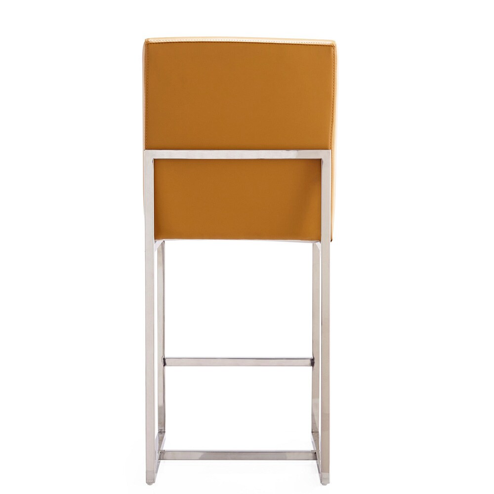 Manhattan Comfort - Element Faux Leather Counter Stool with Stainless Steel Legs in Camel and Polished Chrome - CS003-CL veiw 5