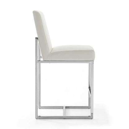 Manhattan Comfort - Element Faux Leather Counter Stool with Stainless Steel Legs in Pearl White and Polished Chrome - CS003-PW veiw 4