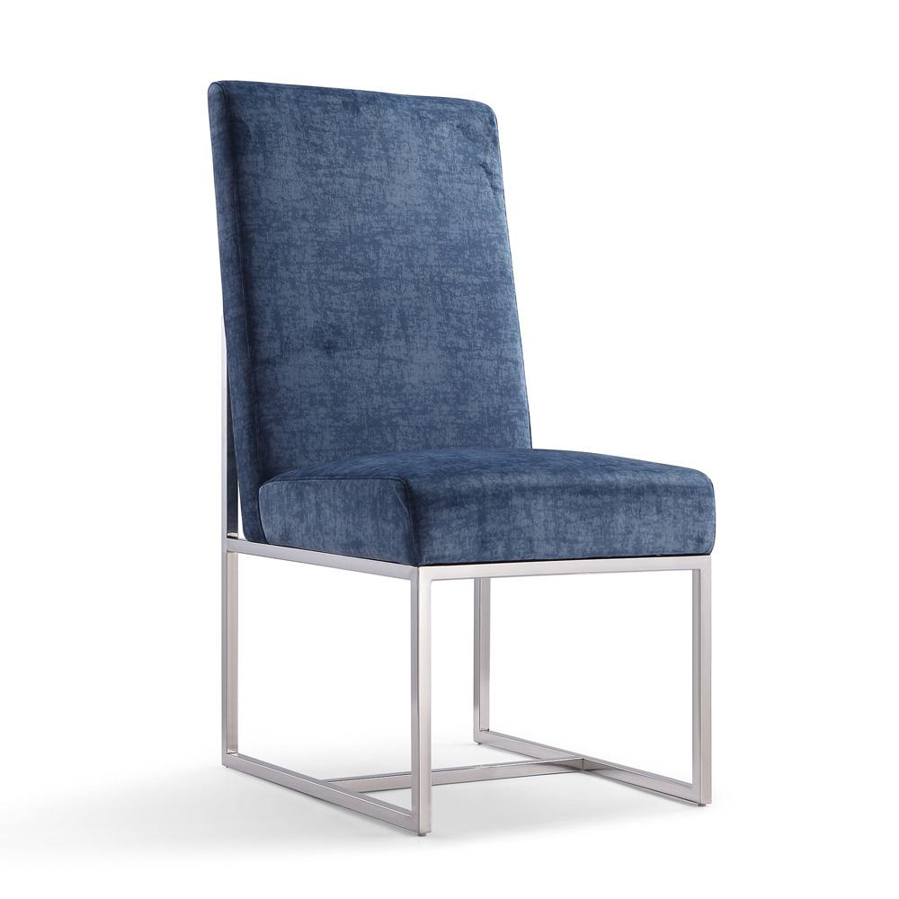 Manhattan Comfort - 6-Piece Element Velvet Dining Chairs with Stainless Steel Legs in Blue - 4-DC2930-BL veiw 3