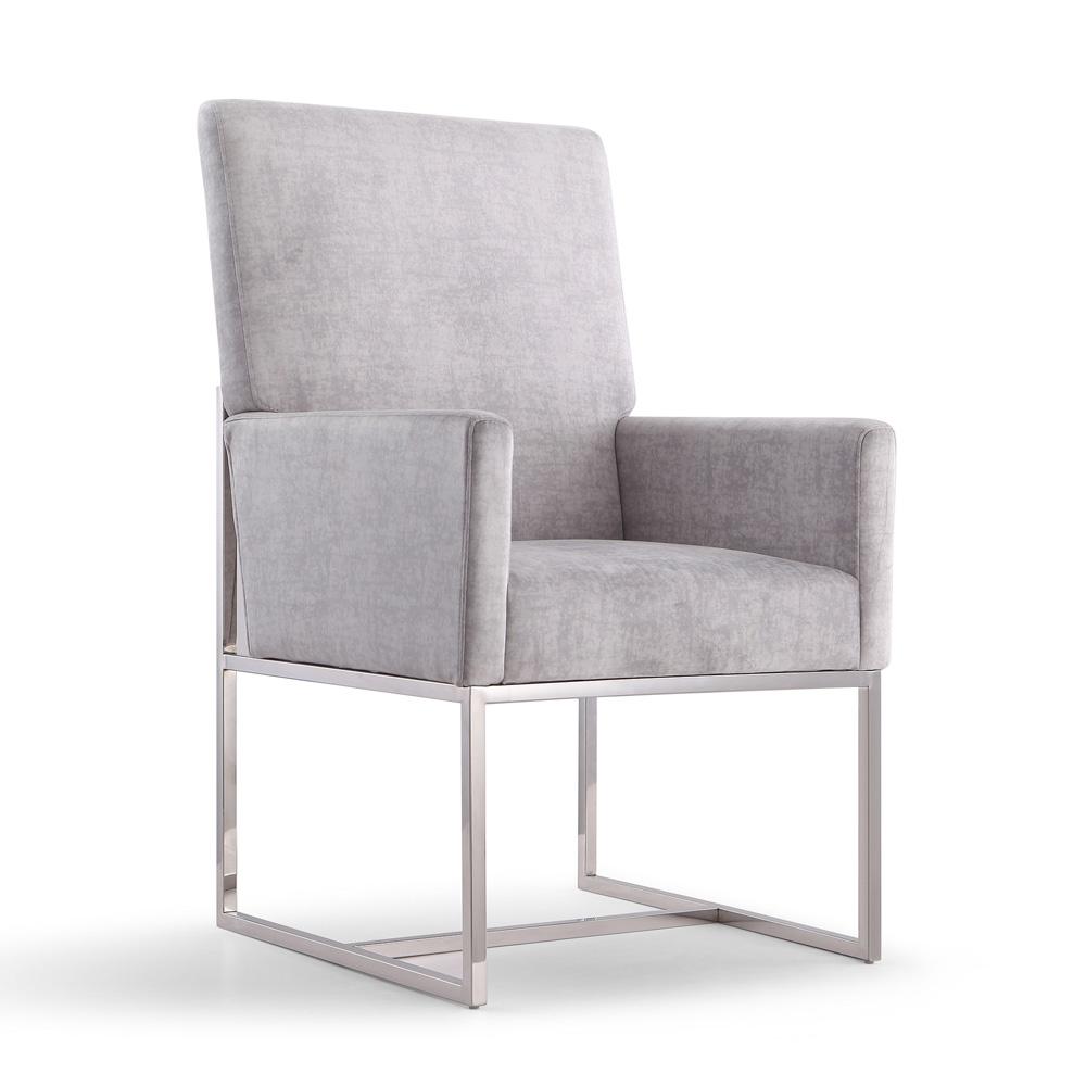 Manhattan Comfort - 6-Piece Element Velvet Dining Chairs with Stainless Steel Legs in Grey - 4-DC2930-GY veiw 2