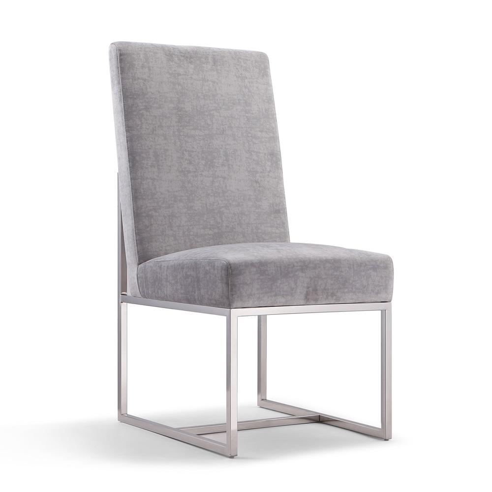 Manhattan Comfort - 6-Piece Element Velvet Dining Chairs with Stainless Steel Legs in Grey - 4-DC2930-GY veiw 3