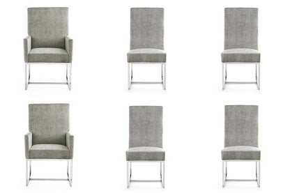 Manhattan Comfort - 6-Piece Element Velvet Dining Chairs with Stainless Steel Legs in Steel - 4-DC2930-ST veiw 1