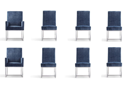 Manhattan Comfort - 8-Piece Element Velvet Dining Chairs with Stainless Steel Legs in Blue - 6-DC2930-BL veiw 1