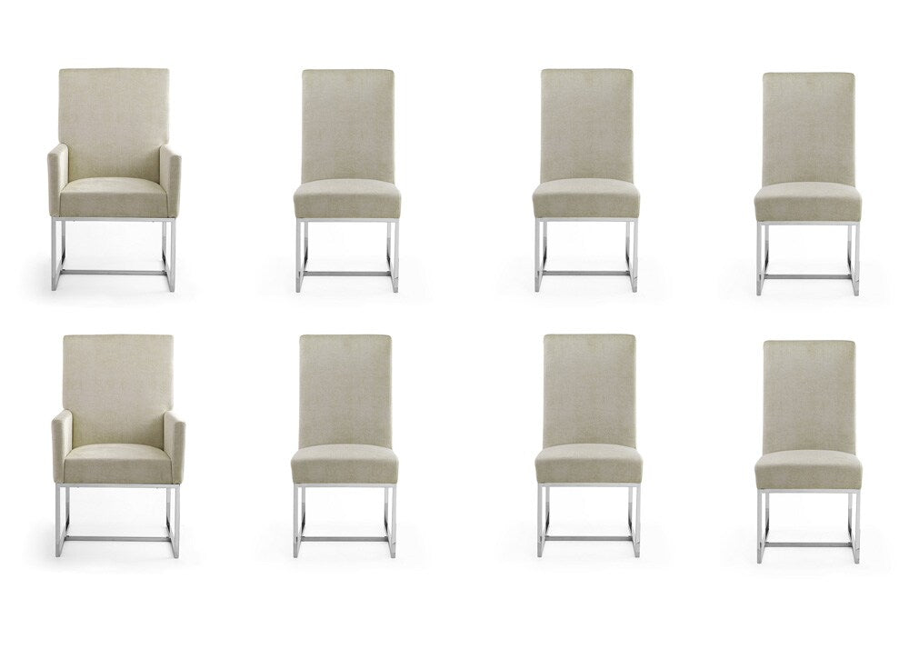 Manhattan Comfort - 8-Piece Element Velvet Dining Chairs with Stainless Steel Legs in Champagne - 6-DC2930-OM veiw 1