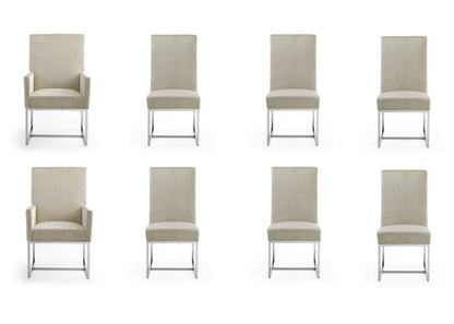 Manhattan Comfort - 8-Piece Element Velvet Dining Chairs with Stainless Steel Legs in Champagne - 6-DC2930-OM veiw 1