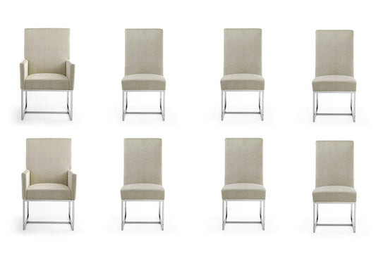 Manhattan Comfort - 8-Piece Element Velvet Dining Chairs with Stainless Steel Legs in Champagne - 6-DC2930-OM veiw 1
