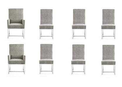Manhattan Comfort - 8-Piece Element Velvet Dining Chairs with Stainless Steel Legs in Steel - 6-DC2930-ST veiw 1