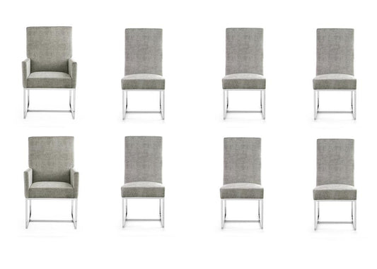 Manhattan Comfort - 8-Piece Element Velvet Dining Chairs with Stainless Steel Legs in Steel - 6-DC2930-ST veiw 1