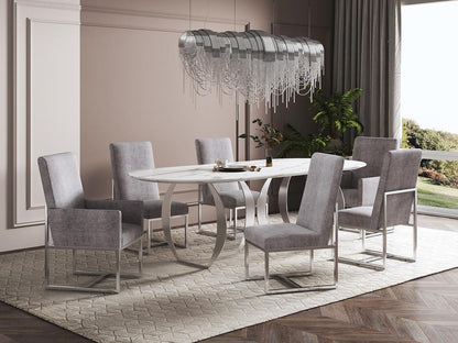 Manhattan Comfort - 8-Piece Element Velvet Dining Chairs with Stainless Steel Legs in Steel - 6-DC2930-ST veiw 8