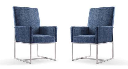 Manhattan Comfort - Element Velvet Dining Chair with Stainless Steel Legs in Blue - Set of 2 - 2-DC029-BL veiw 1