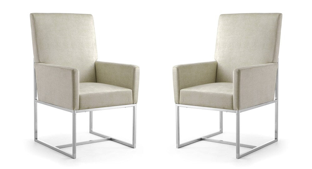 Manhattan Comfort - Element Velvet Dining Chair with Stainless Steel Legs in Champagne - Set of 2 - 2-DC029-OM veiw 1