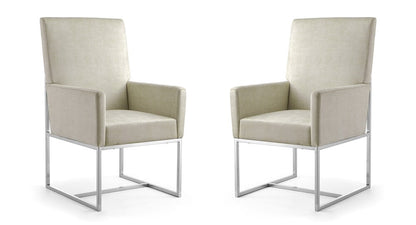 Manhattan Comfort - Element Velvet Dining Chair with Stainless Steel Legs in Champagne - Set of 2 - 2-DC029-OM veiw 1