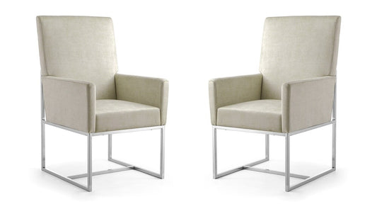 Manhattan Comfort - Element Velvet Dining Chair with Stainless Steel Legs in Champagne - Set of 2 - 2-DC029-OM veiw 1