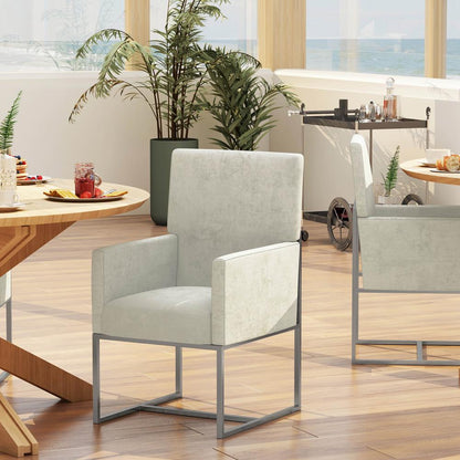 Manhattan Comfort - Element Velvet Dining Chair with Stainless Steel Legs in Champagne - Set of 2 - 2-DC029-OM veiw 7