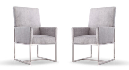Manhattan Comfort - Element Velvet Dining Chair with Stainless Steel Legs in Grey - Set of 2 - 2-DC029-GY veiw 1