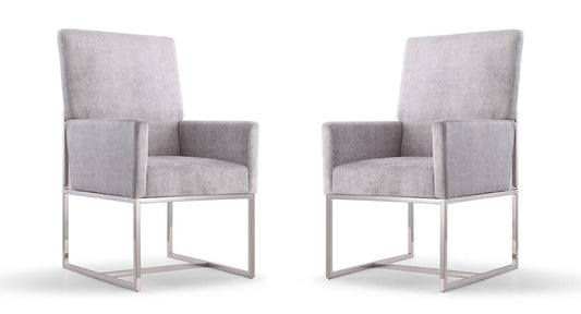 Manhattan Comfort - Element Velvet Dining Chair with Stainless Steel Legs in Grey - Set of 2 - 2-DC029-GY veiw 1