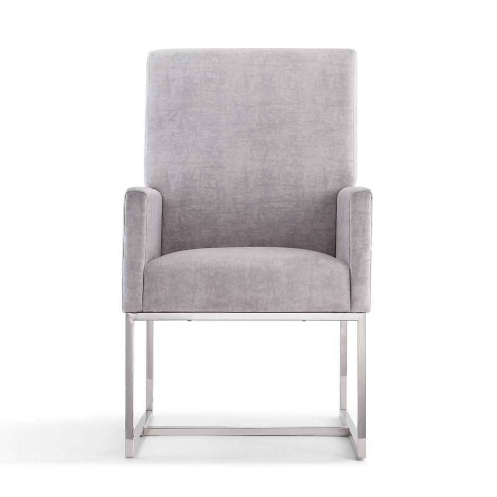 Manhattan Comfort - Element Velvet Dining Chair with Stainless Steel Legs in Grey - Set of 2 - 2-DC029-GY veiw 2